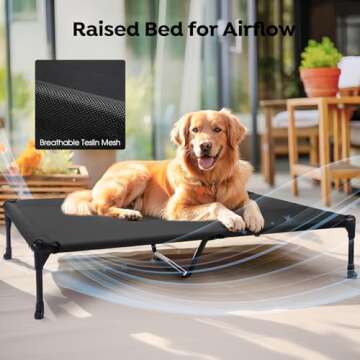 Veehoo Cooling Elevated Dog Bed, Portable Raised Pet Cot with Washable & Breathable Mesh, No-Slip Feet Durable Dog Cots Bed for Indoor & Outdoor Use, X Large, CWC1803-XL