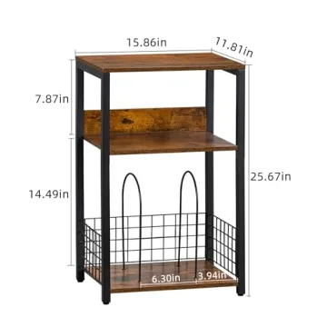 Stylish 3 Tier End Table for Vinyl Records and Players