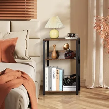 Stylish 3 Tier End Table for Vinyl Records and Players