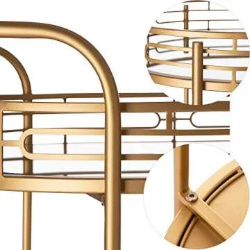 Elegant Glitzhome Gold Bar Cart with Storage & Wheels