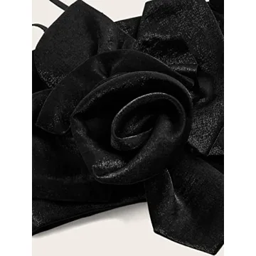 Floerns Lace Up Cami Crop Top with Floral Appliques