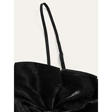 Floerns Lace Up Cami Crop Top with Floral Appliques