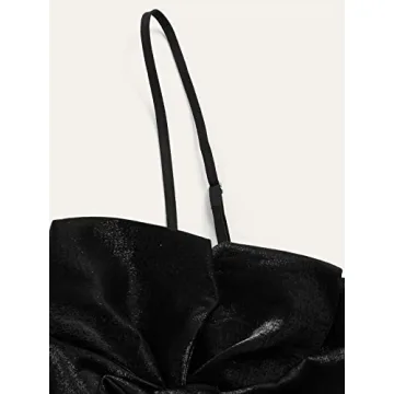 Floerns Lace Up Cami Crop Top with Floral Appliques