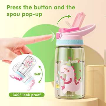Unicorn Lunch Box for Girls with Lunch Bag Bento Box Set - Insulated Lunch Bag with 4 Compartment Bento Box Water Bottle Ice Pack Silicon Cap Salad Container for Kids Back to School Ideal for Age 6-15