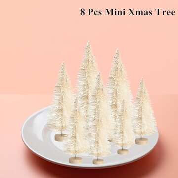 8 Pcs Mini White Christmas Tree,Artificial Small Christmas Trees with Wood Base,Bottle Brush Trees Tabletop Christmas Tree for Xmas Decoration Winter Ornaments DIY Crafts