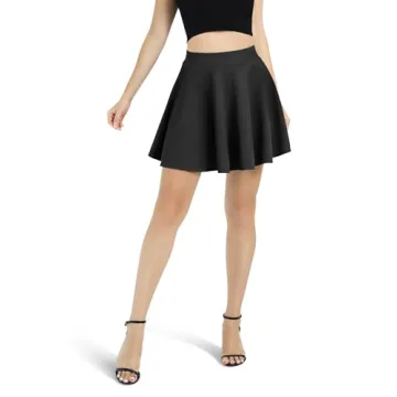 Versatile Black Flared Skater Skirt for Women
