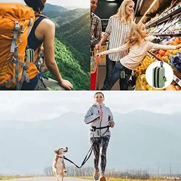 SEVVIS Dog Poop Bag Holder Leash Attachment - Poop Bag Dispenser for Leash - Dog Bag Holder for Leash with 2 Zipper, Pet Waste Bag Dispenser Fabric, Dog Bag Dispenser for Dogs, 1 Free Roll, Green