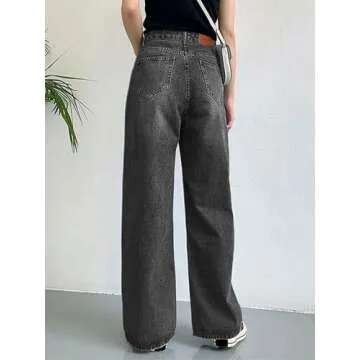 HDLTE Women Wide Leg Jeans High Waist Baggy Jeans for Women Loose Boyfriends Jeans Denim Pants Y2K 9...