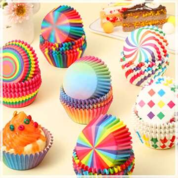 Vibrant 600 Piece Rainbow Cupcake Liners for Bake