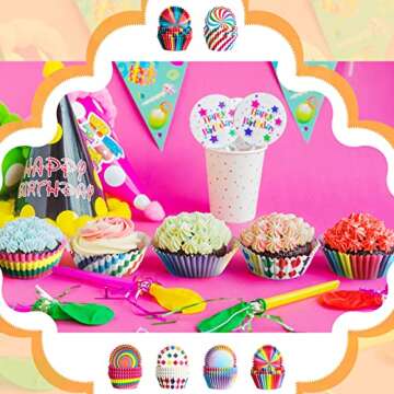 Vibrant 600 Piece Rainbow Cupcake Liners for Bake