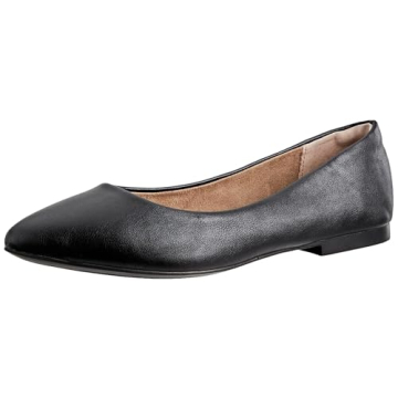 Amazon Essentials Stylish Comfort Pointed-Toe Ballet Flats for Women - Versatile Black Faux Leather
