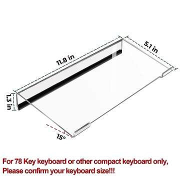 Egchi Small Computer Keyboard Stand, 11.8 x 5.1 Inch- Keyboard Tray for 78 Keys Keyboard, Acrylic Ke...
