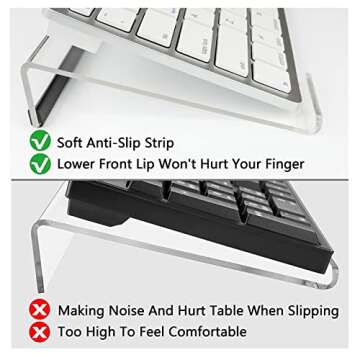 Egchi Small Computer Keyboard Stand, 11.8 x 5.1 Inch- Keyboard Tray for 78 Keys Keyboard, Acrylic Keyboard Riser Lift for Desk, keyboard Holder for Mini Computer Keyboard & Apple Magic Keyboard -Clear