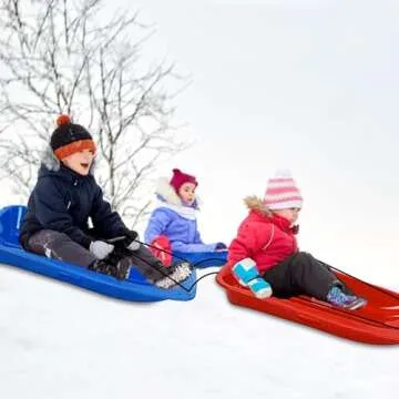 Snow Sled for Kid and Adult with Resistant Handles and Ropes