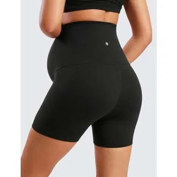 CRZ YOGA Womens Butterluxe Maternity Biker Shorts Over The Belly 4" - Pregnancy Yoga Workout Activew...