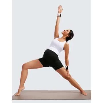 CRZ YOGA Womens Butterluxe Maternity Biker Shorts Over The Belly 4" - Pregnancy Yoga Workout Activewear Black Small