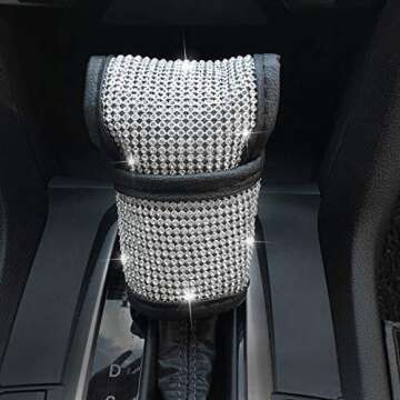 Gear Shift Knob Cover - Car Interior Accessories Gear Shifter Cover with Diamond Crystal Rhinestones for Women or Girls