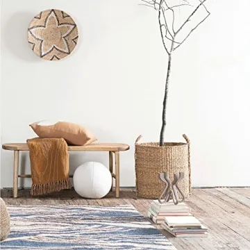 Bloomingville Modern Wood and Cane Bench for Stylish Homes