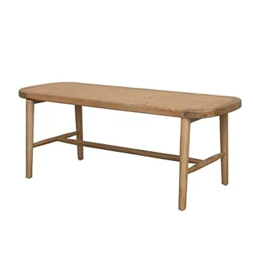 Bloomingville Modern Wood and Cane Bench for Stylish Homes