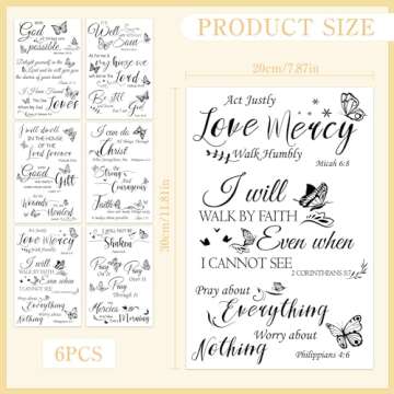 Elegant Bible Verse Butterfly Rub on Transfers for Crafts