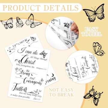 Elegant Bible Verse Butterfly Rub on Transfers for Crafts