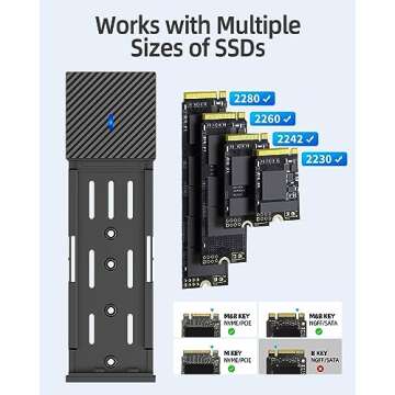 SAN ZANG MASTER M.2 NVMe/SATA SSD Enclosure, Tool-Less NVMe Enclosure 10Gbps USB3.2 Gen 2 M.2 Enclosure ,Support M Key/B+M Key with UASP Trim for 2230/2242/2260/2280 SSD (Gray)
