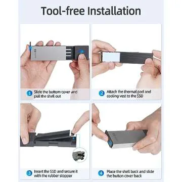 SAN ZANG MASTER M.2 NVMe/SATA SSD Enclosure, Tool-Less NVMe Enclosure 10Gbps USB3.2 Gen 2 M.2 Enclosure ,Support M Key/B+M Key with UASP Trim for 2230/2242/2260/2280 SSD (Gray)