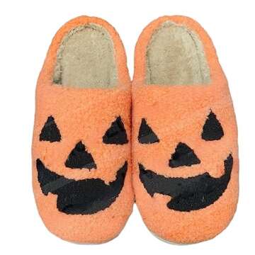 TENDAWYP Hallowee Pumpkin Slippers for Women Men Soft Plush Cozy slippers indoor outdoor Shoes Pumpkin 41-42