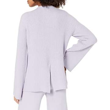 The Drop Women's Alice Crewneck Back Slit Ribbed Pullover Sweater, Dusty Purple, S