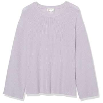 The Drop Women's Alice Crewneck Back Slit Ribbed Pullover Sweater, Dusty Purple, S