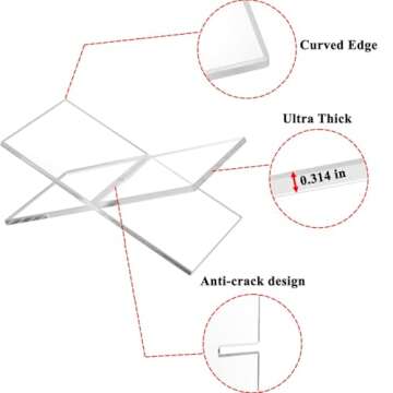 Large Clear Acrylic Book Stands for Display, Amlits, Best Reading Bookstand Display Open Holder for Cook Books Magazines, Newspaper, Textbooks (Clear)
