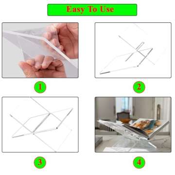 Large Clear Acrylic Book Stands for Display, Amlits, Best Reading Bookstand Display Open Holder for Cook Books Magazines, Newspaper, Textbooks (Clear)