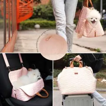 Patazone Pet Totes Cat Bag Small Dog Car Safety Seat,Dual USE,Puppy Purse Fashion Woman Style,Trained Small Dog Kennel Cat Pups Totes for Car Safety Seat (Pink)