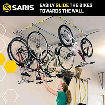 Saris CycleGlide Ceiling Bike Rack - Maximize Garage Space, Easy Access, Supports 4 Bikes
