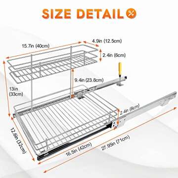 AHNR Pull Out Cabinet Organizer, 2 Tier Under Kitchen Sink Organizers and Storage Cabinet Slide Out Shelves, Pull Out Drawers for Kitchen Cabinets - 12.6W x 16.5D x 13H