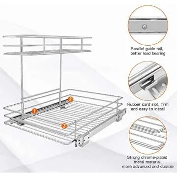 AHNR Pull Out Cabinet Organizer, 2 Tier Under Kitchen Sink Organizers and Storage Cabinet Slide Out Shelves, Pull Out Drawers for Kitchen Cabinets - 12.6W x 16.5D x 13H