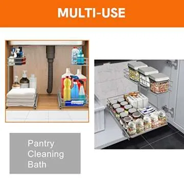 AHNR Pull Out Cabinet Organizer, 2 Tier Under Kitchen Sink Organizers and Storage Cabinet Slide Out Shelves, Pull Out Drawers for Kitchen Cabinets - 12.6W x 16.5D x 13H
