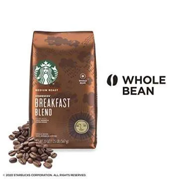 Starbucks Breakfast Blend Medium Roast Whole Bean Coffee 20 oz