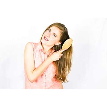 Boar Bristle Hair Brush Set for Women and Men - Designed for Thin and Normal Hair - Adds Shine and Improves Hair Texture - Wood Comb and Gift Bag Included (black)