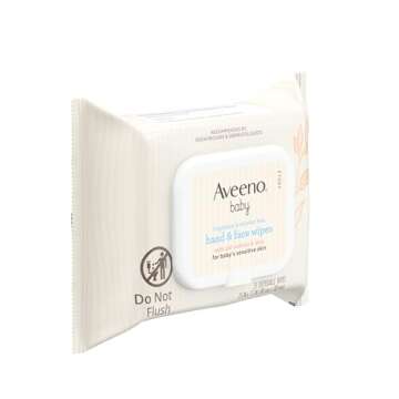 Aveeno Baby Fragrance Free Hand & Face Wipes - Gentle Cleansing with Oat & Aloe, 25 ct