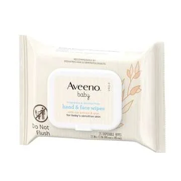 Aveeno Baby Fragrance Free Hand & Face Wipes for Sensitive Skin