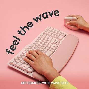 Logitech Wave Keys Wireless Ergonomic Keyboard with Cushioned Palm Rest, Comfortable Natural Typing,...