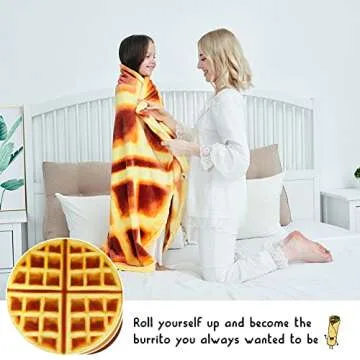 CASOFU Waffles Blanket, Giant Flour Burrito Throw Blanket, Novelty Blankets for Your Family, Soft and Comfortable Flannel Blanket. (Brown and Yellow,80 inches)