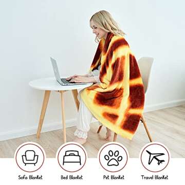 CASOFU Waffles Blanket, Giant Flour Burrito Throw Blanket, Novelty Blankets for Your Family, Soft and Comfortable Flannel Blanket. (Brown and Yellow,80 inches)