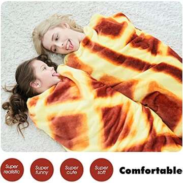 CASOFU Waffles Blanket, Giant Flour Burrito Throw Blanket, Novelty Blankets for Your Family, Soft and Comfortable Flannel Blanket. (Brown and Yellow,80 inches)