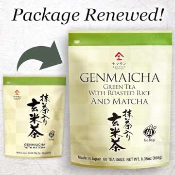 Genmaicha green tea with Matcha, roasted brown rice tea, Low caffeine, Japanese Tea, 3g×60 tea bags【YAMASAN】