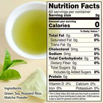 Genmaicha green tea with Matcha, roasted brown rice tea, Low caffeine, Japanese Tea, 3g×60 tea bags【YAMASAN】