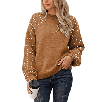 Blooming Jelly Women's Pearl Studded Chunky Sweater