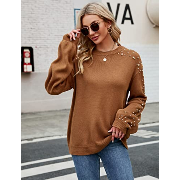 Blooming Jelly Women's Pearl Studded Chunky Sweater