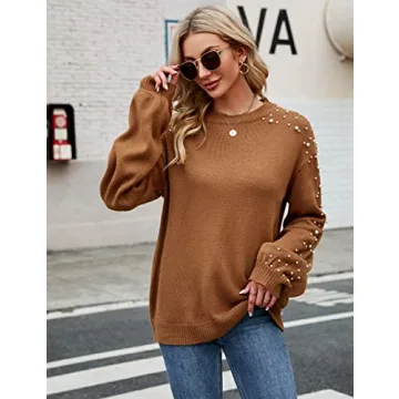 Blooming Jelly Women's Pearl Studded Chunky Sweater